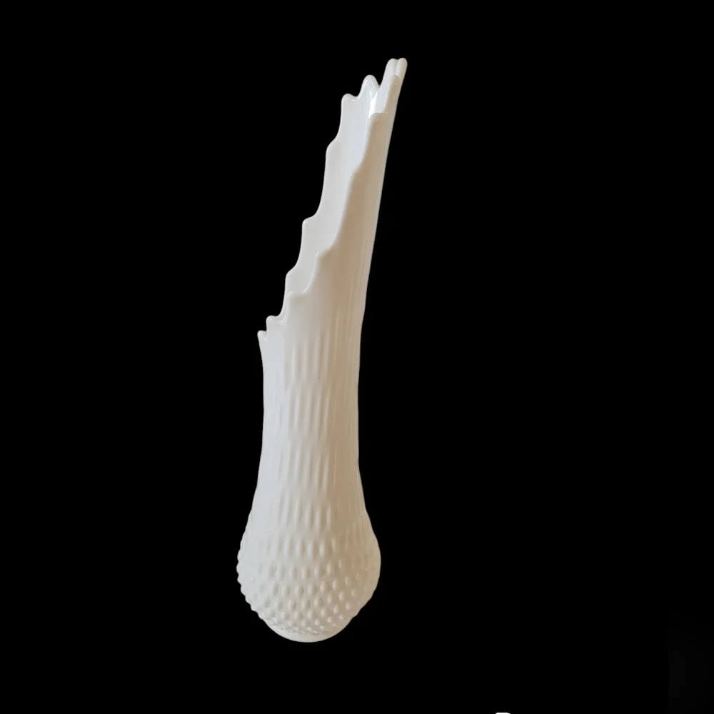 Vintage Fenton Hobnail Milk Glass Swung Vase